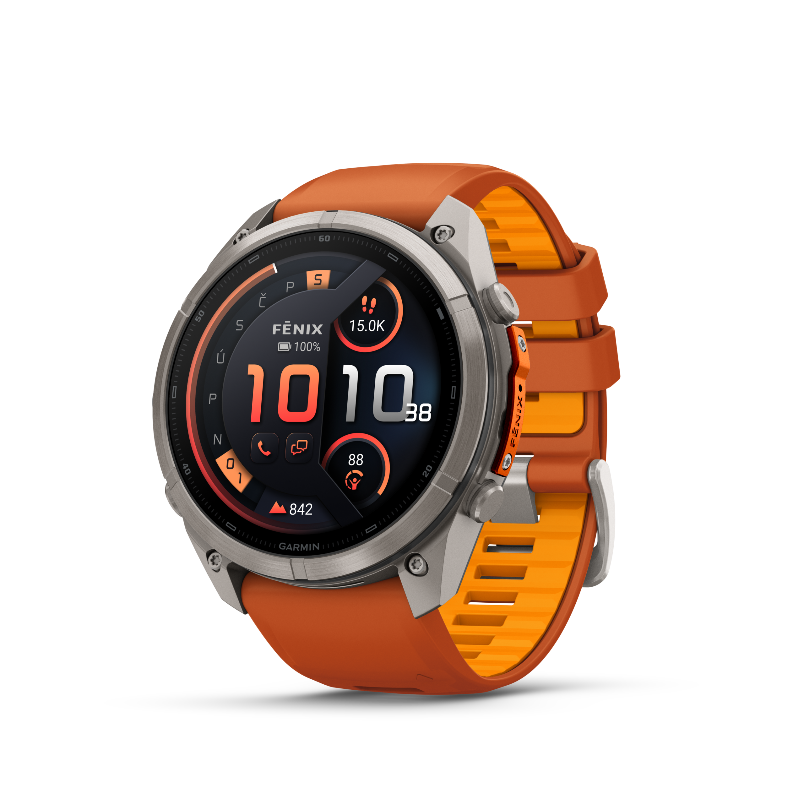 Fenix9Pro_51mm_LTE_Titanium-Autumn-Spark_Front-Left_hero_orange_cs-CZ